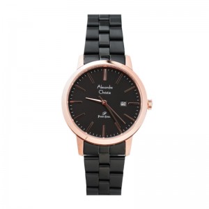 Alexandre Christie AC 1007 Rosegold Black Steel Lady LDBBRBA